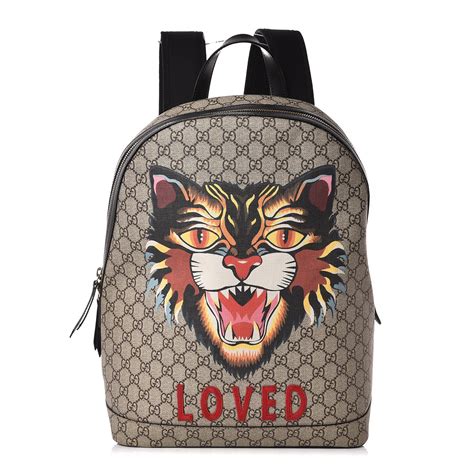 square gucci backpack angry cat|Gucci GG Supreme Angry Cat Drawstring Backpack .